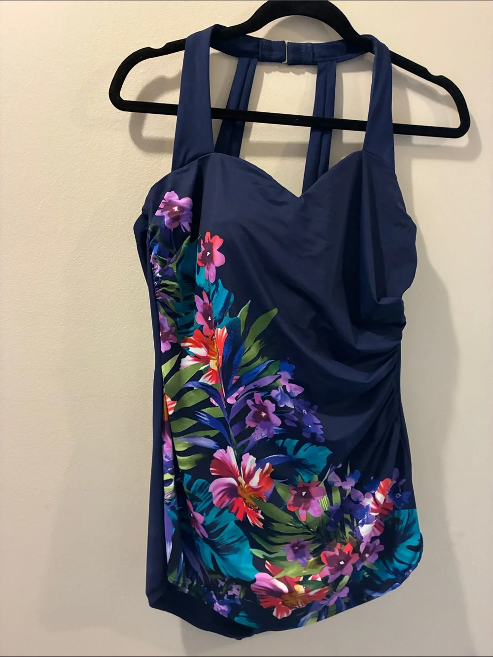Lands End - Navy Floral Print women’s One-Piece Swimsuit - size 14L